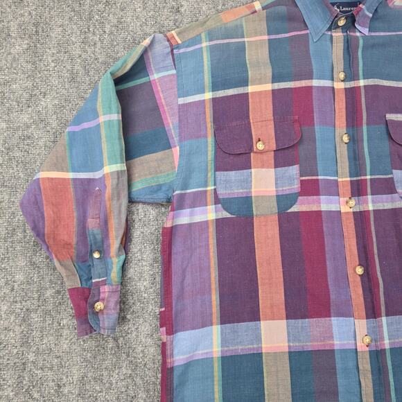 Ralph Lauren Shirt Womens 4 Multi Plaid Madras Long Sleeve Pocket Button Down - Picture 10 of 16